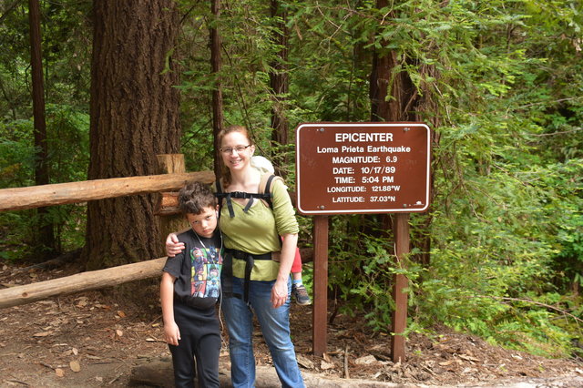 Calvin and Kiesa at the Loma Prieta Earthquake epicenter