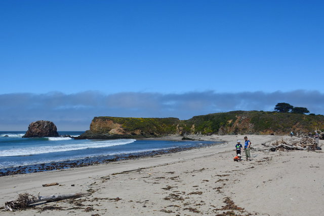 Julian, Calvin, and Kiesa on the beach at Andrew Molera State Park