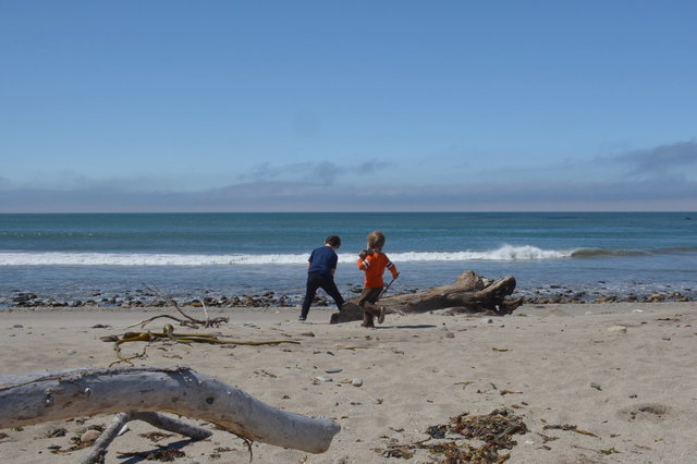 Calvin and Julian on the beach