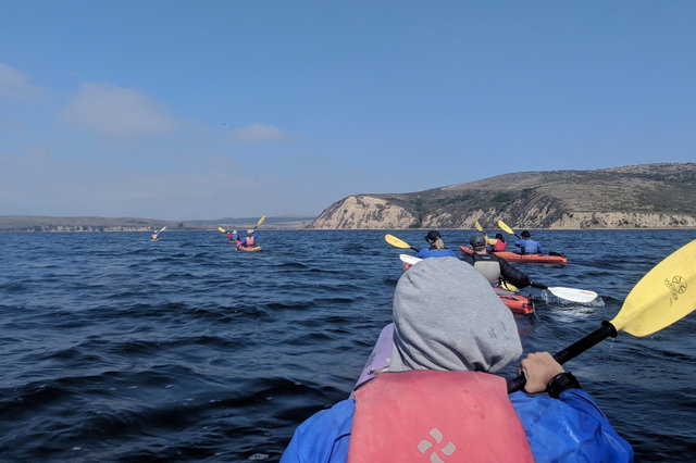 Kayaks head back into Schooner Bay