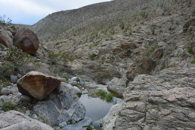 Natural rock tanks in Smoke Tree Canyon