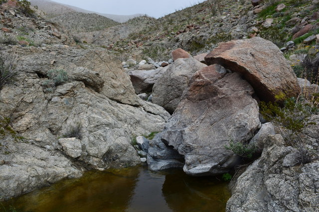 Natural rock tanks in Smoke Tree Canyon