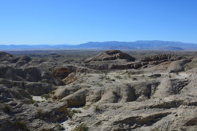 Looking down over Palm Tree Wash and the Borrego Badlands