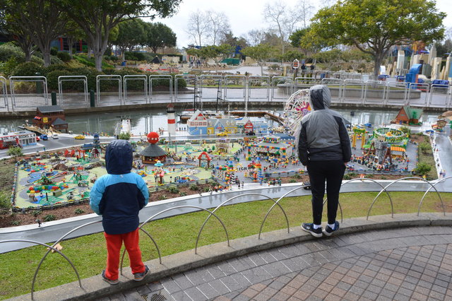 Julian and Calvin look at Legoland in Miniland in Legoland