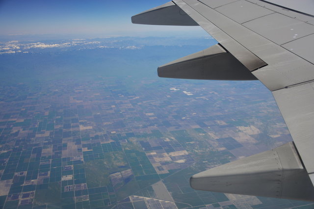 Looking down on the Central Valley from a 737