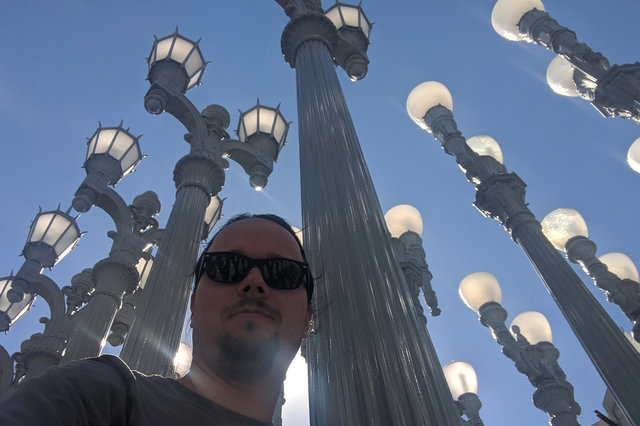 Jaeger with Urban Light at LACMA