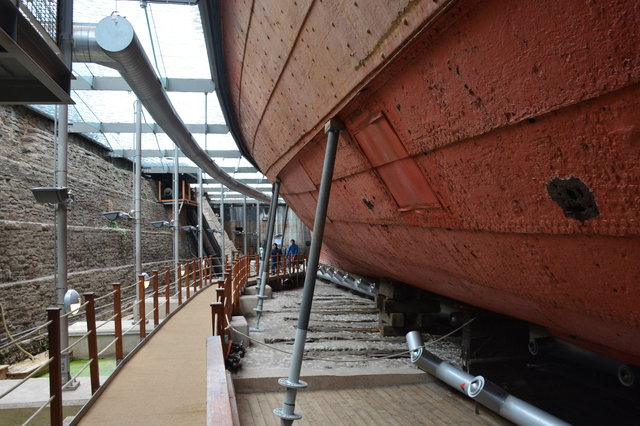 Below the waterline of SS Great Britain