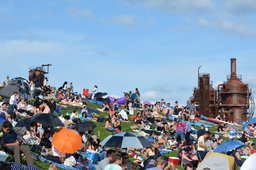 People wait for fireworks at Gasworks Park