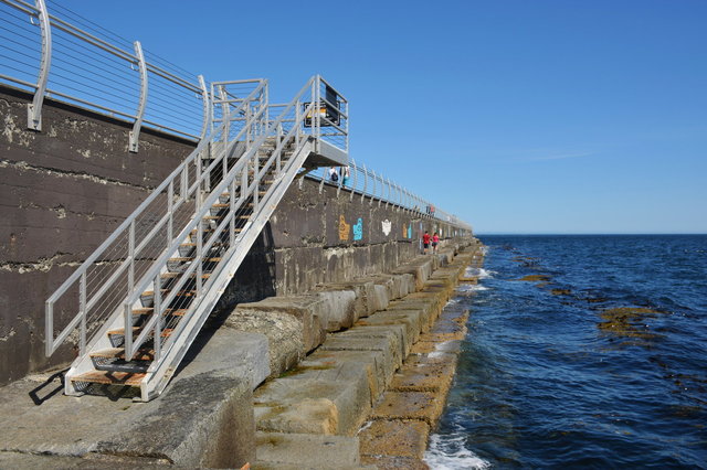 Stairs leading outside the breakwater in Victoria Harbour