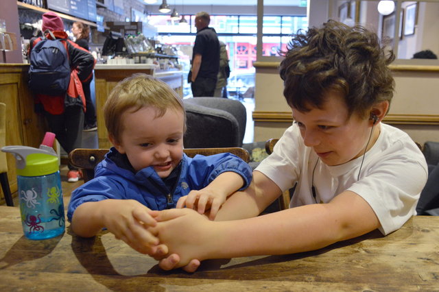 Julian and Calvin at coffee in Dublin