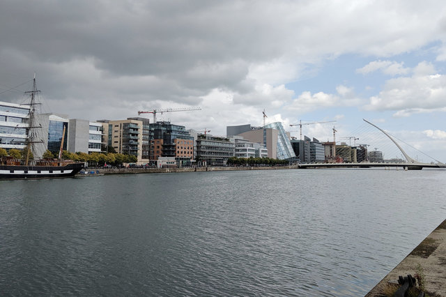 River Liffey in Dublin with the Samuel Beckett Bridge
