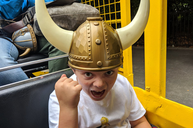 Calvin ready for a Viking Splash Tour