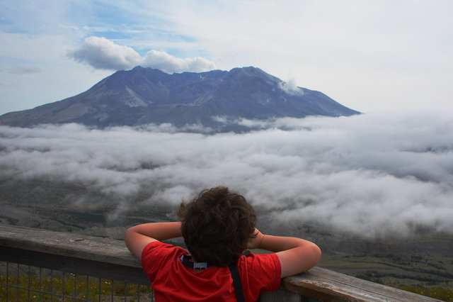 Calvin looks at Mount St. Helens