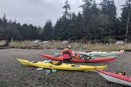 Preparing to launch kayaks at Cornet Bay Marina