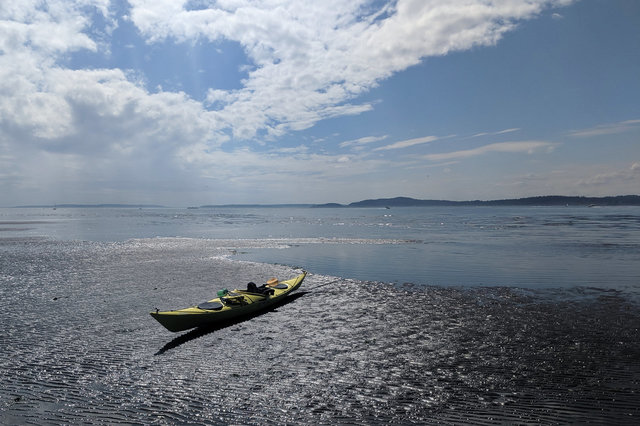 Kayak on the beach at Discovery Park