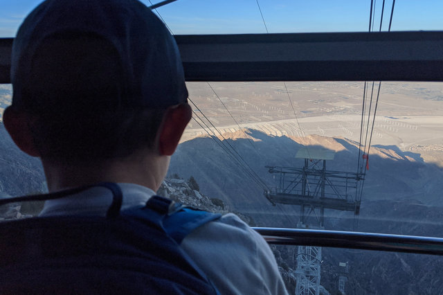 Calvin looks down the Palm Springs Aerial Tramway