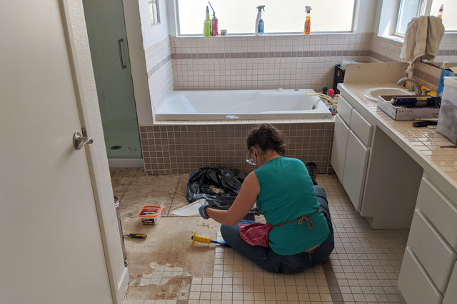 Kiesa removes tile from the master bath