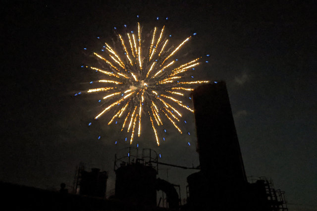 Fireworks over the gasworks