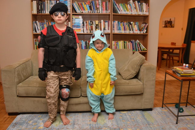 Calvin and Julian in their Halloween costumes