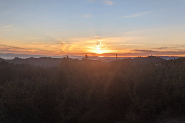 Sun setting over Summit Tree Farm