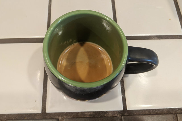 First shot of espresso