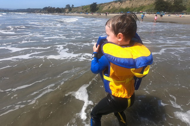 Julian prepares to catch a wave