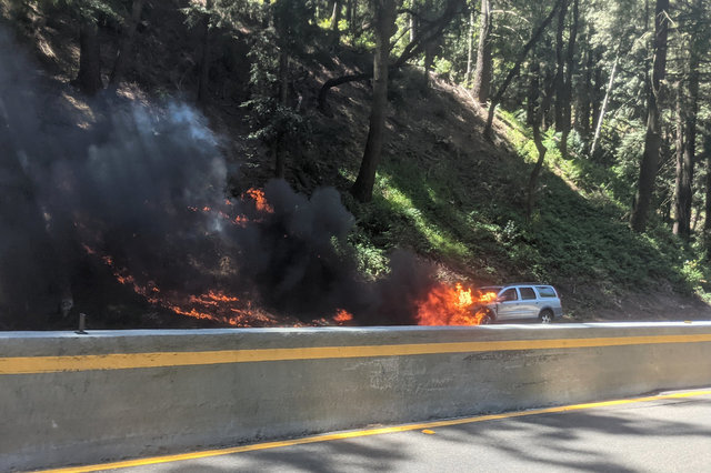 Vehicle fire on CA-17 at Summit Road