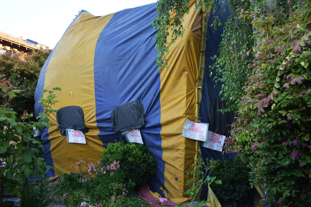 Fumigation tent in the front yard