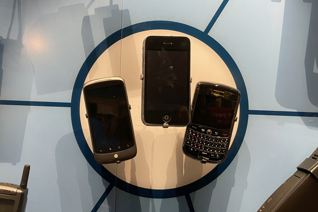 Nexus One, iPhone 3GS, and Blackberry at the Smithsonian