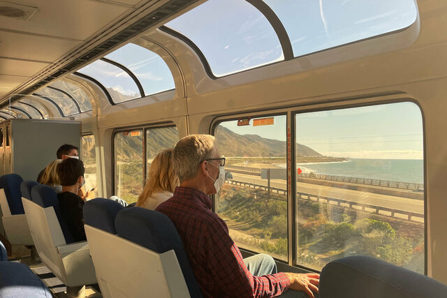 Looking out at the beach from the Coast Starlight