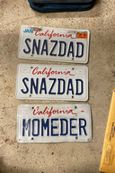 Sanzdad and Momeder license plates