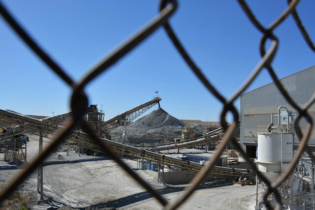 Copper ore processing at the south mill