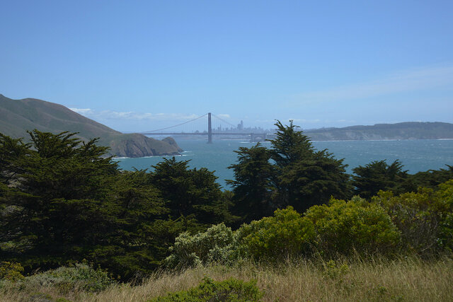 Golden Gate Bridge and San Francisco in the haze