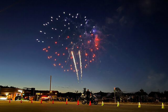 Red, white, and blue fireworks