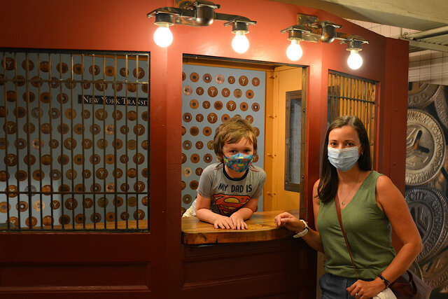 Julian and Aunt Bethany at the New York Transit Museum