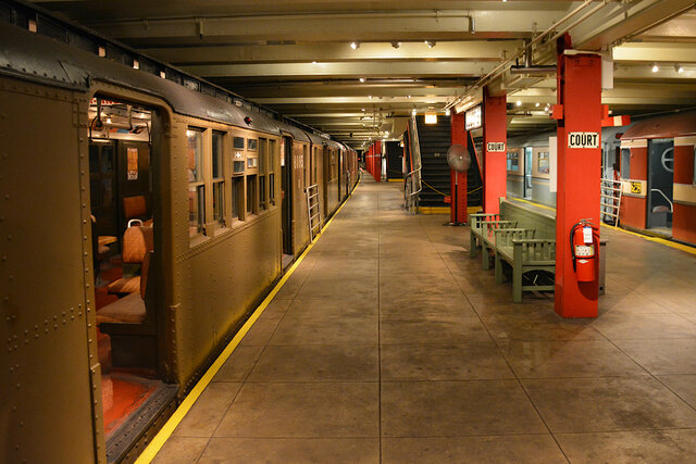 Looking back along the platform at the New York Transit Museum