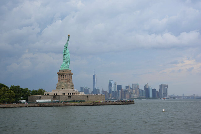 The Statue of Liberty and Manhattan