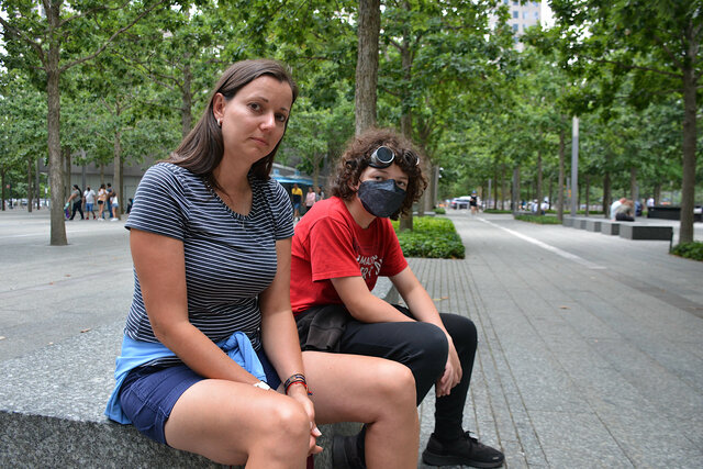 Aunt Bethany and Calvin at the World Trade Center park