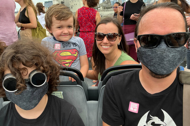 Calvin, Julian, Bethany, and Jaeger on the East River ferry