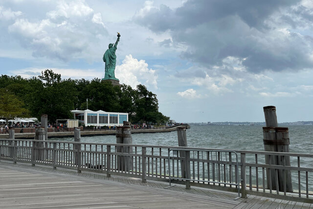 Last view of the Statue of Liberty from the ferry dock