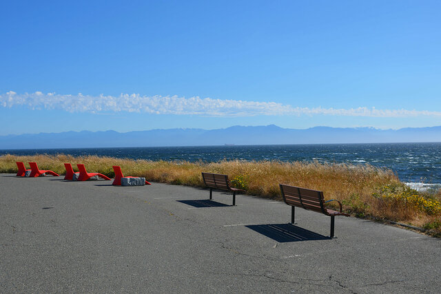 Chairs set up on Clover Point