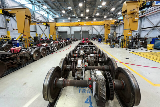 EMU axles in the truck shop