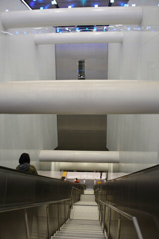 Descending the stairs to the Central Subway platform