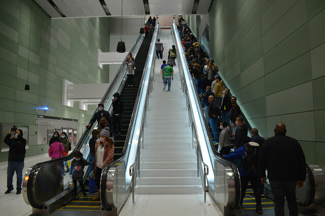 Escalators out of Chinatown Station