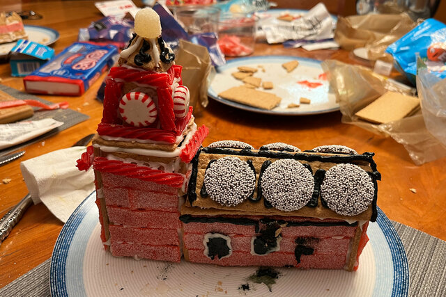 Gingerbread lighthouse, from the back