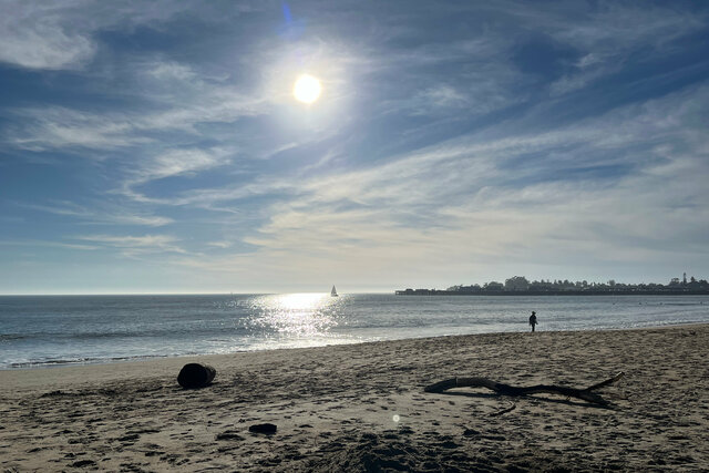 Sun over the ocean at Seabright Beach