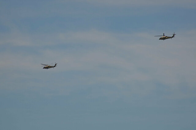 Marine One flies over Santa Cruz