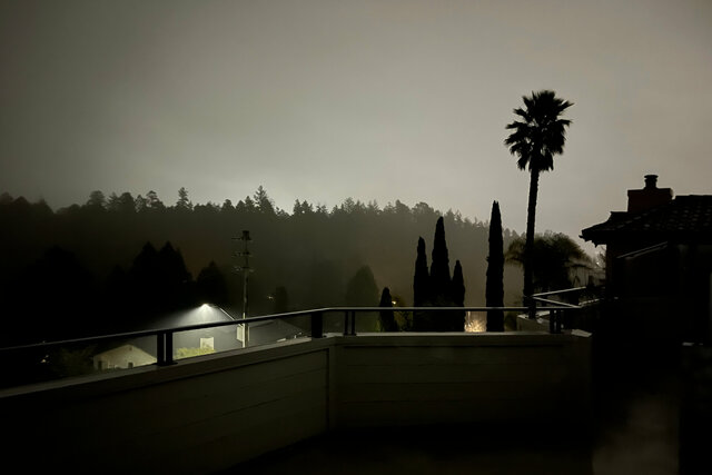 Fog at night from the deck at Nanna Court