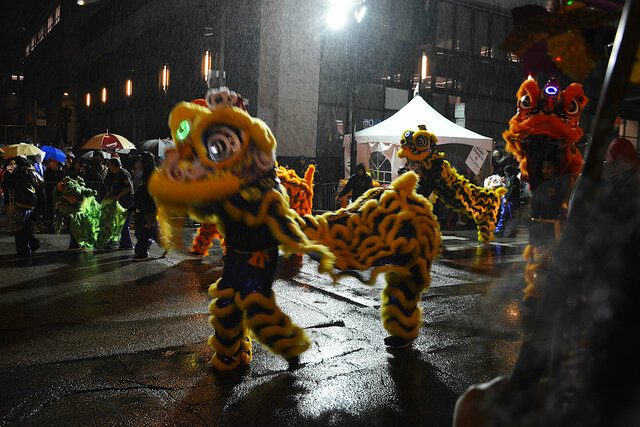 Lion dancers at the Chinese New Year parade