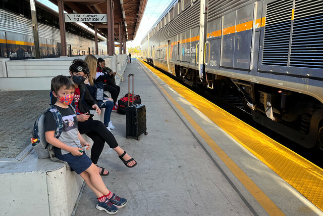 Julian and Calvin, waiting for the interurban at San Jose Diridon